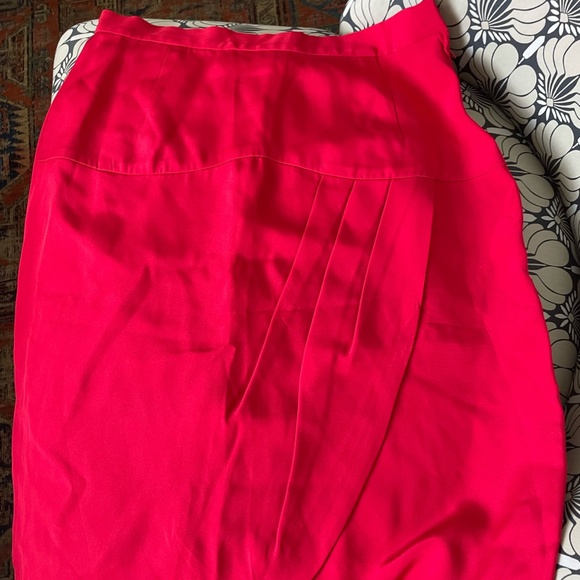 Albert Nipon Size 10 Silk  2 Piece Skirt Fitted Red Suit Women Bergdorf Goodman - Picture 6 of 8